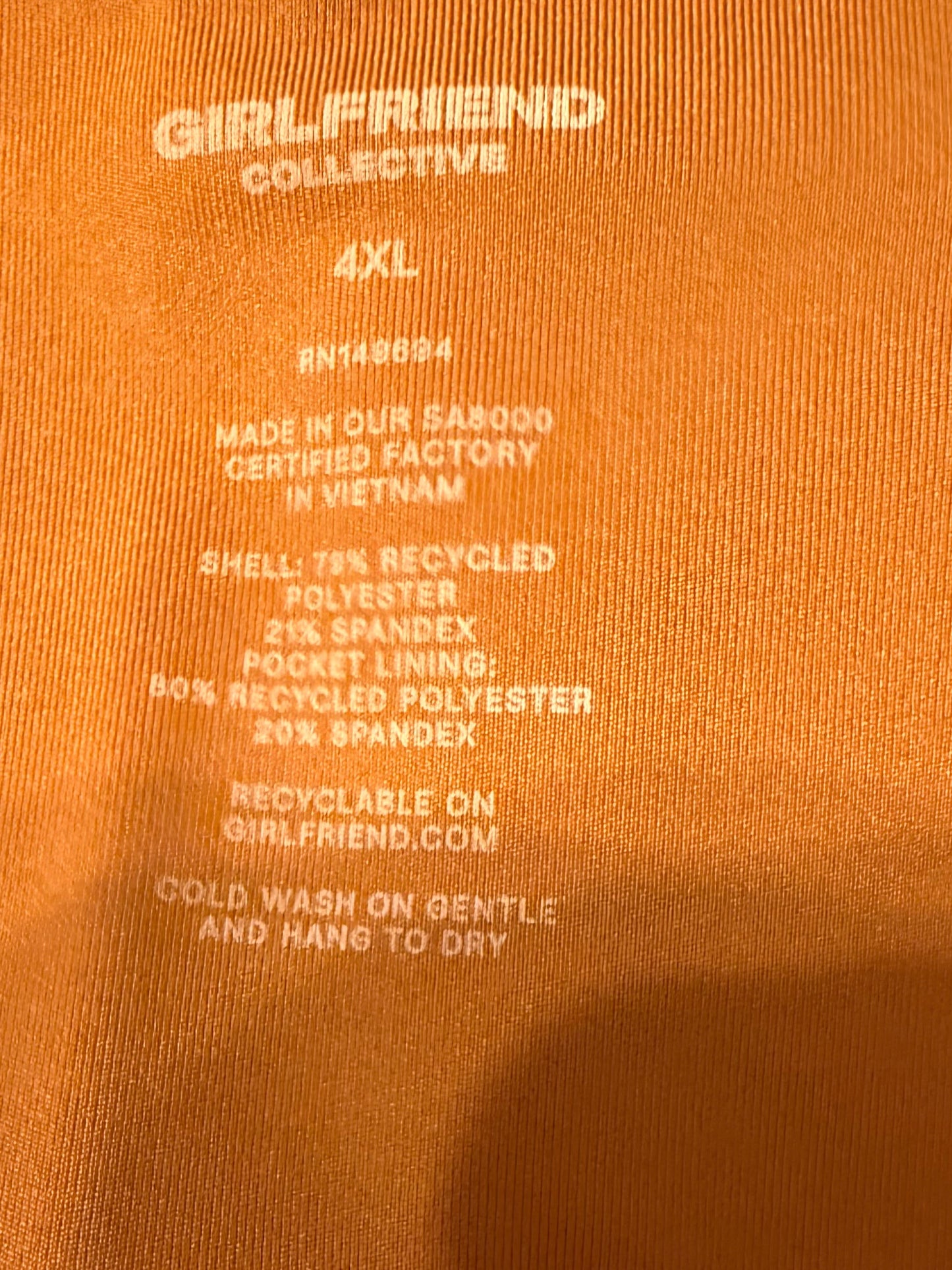 NWT Girlfriend Collective High-Rise Pocket Leggings Burnt Orange 4XL