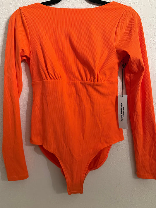 Girlfriend Collective Ribbed Long Sleeve Bodysuit NWT Orange Size Medium
