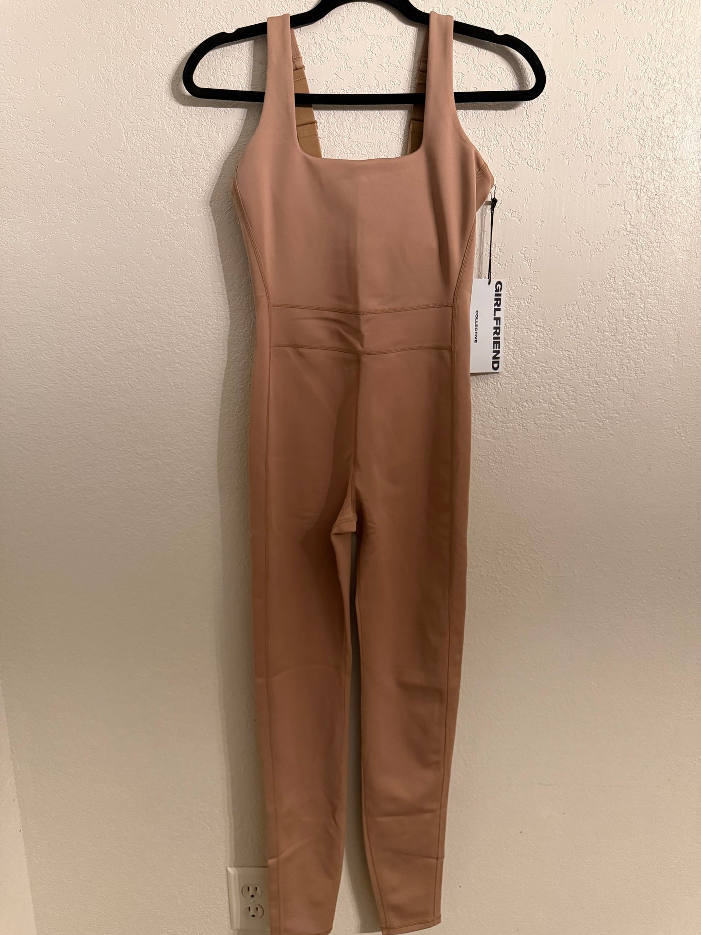 Girlfriend Collective NWT Compressive Unitard Jumpsuit Small Camel