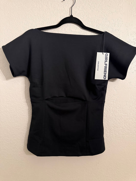 Girlfriend Collective Black Contour Keyhole Performance Top NWT Size Large