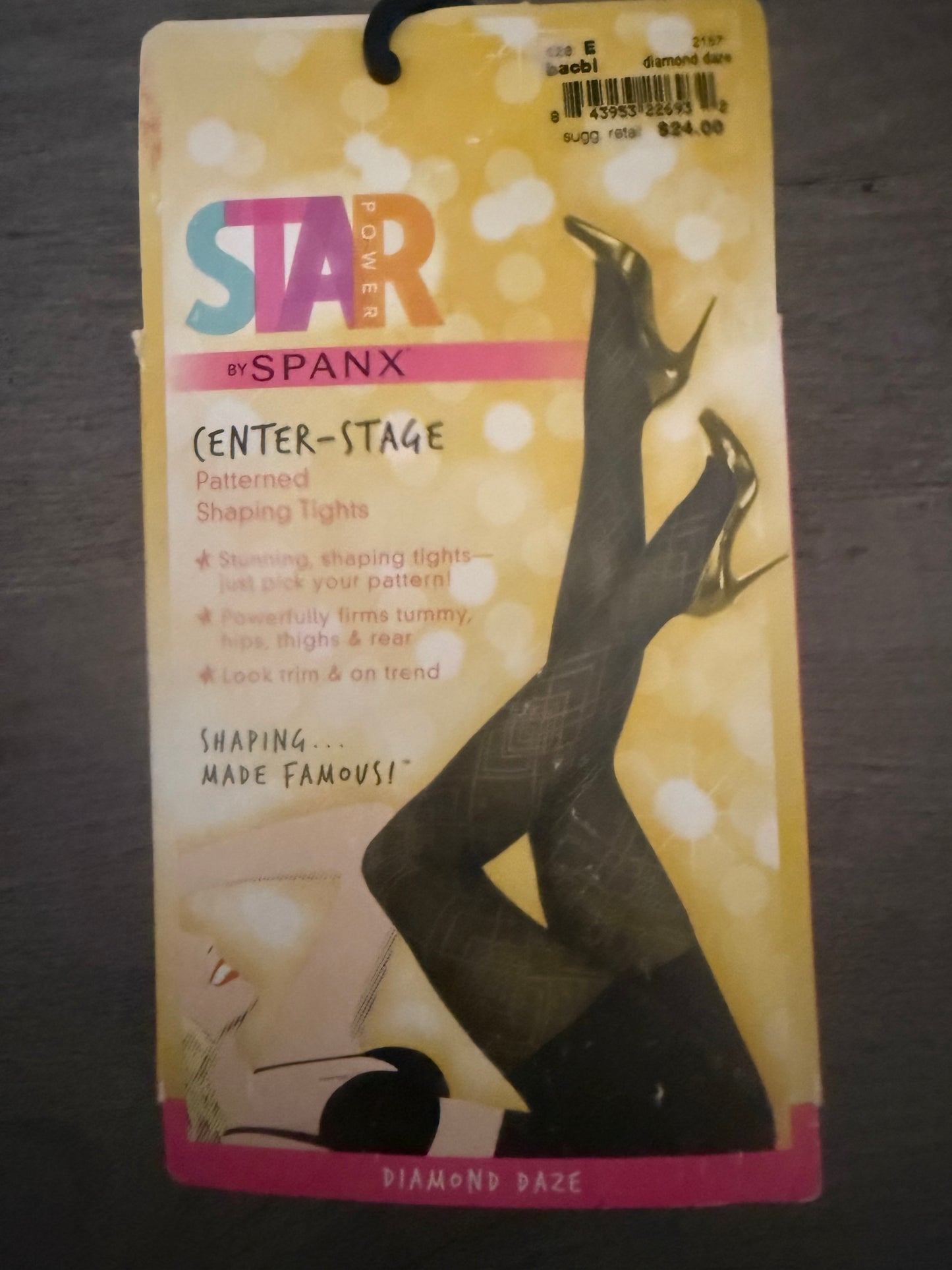 Star Power by SPANX Center-Stage Diamond Daze Shaping Tights – Size E NWT