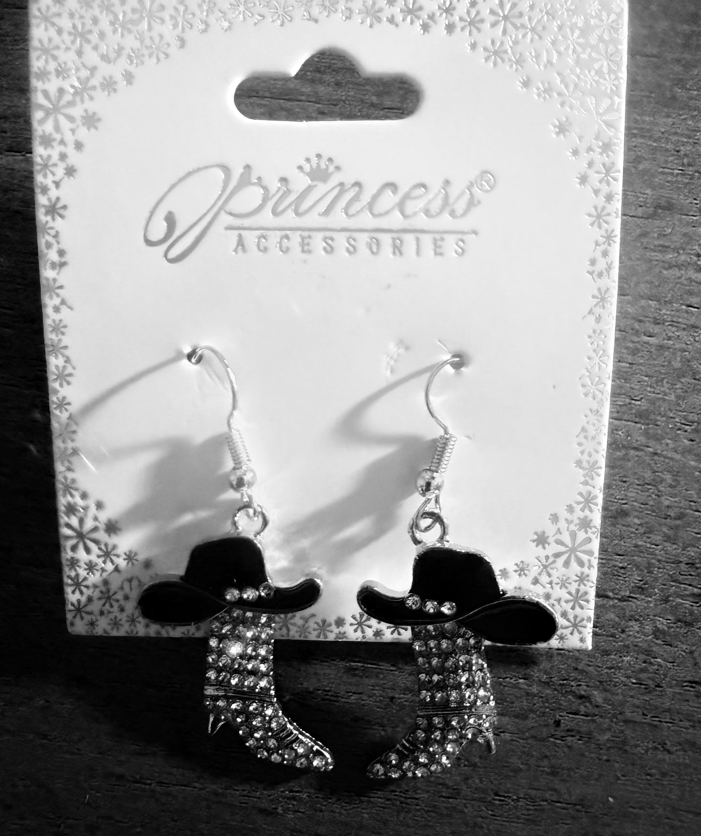 Cowboy Hat & Rhinestone Boot Dangle Earrings