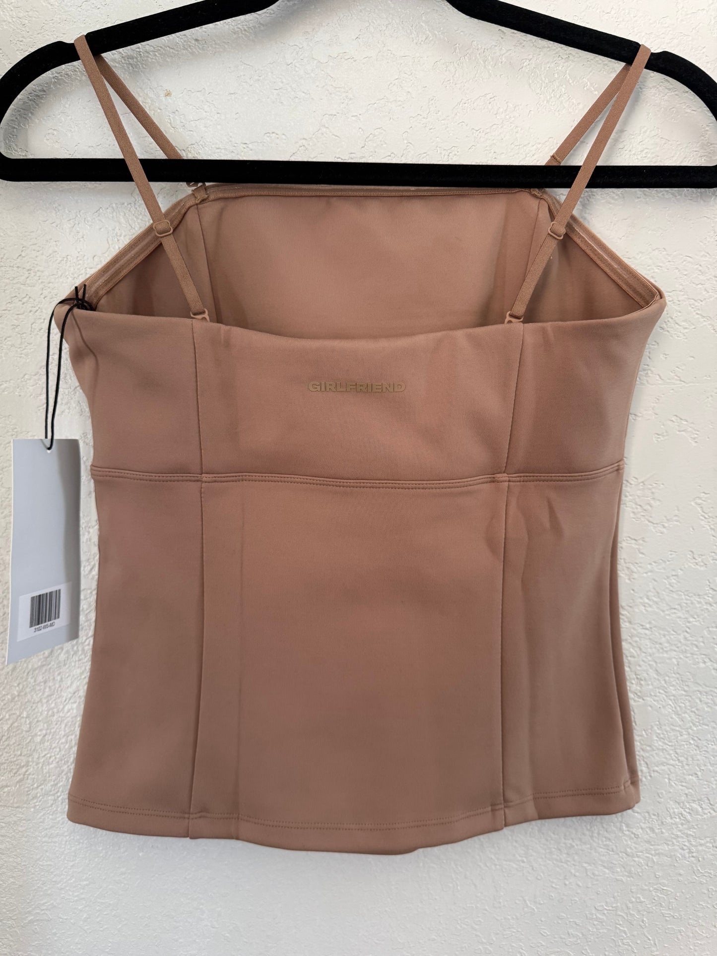 Girlfriend Collective NWT Taupe Built-In Bra Cami Tank Top Medium