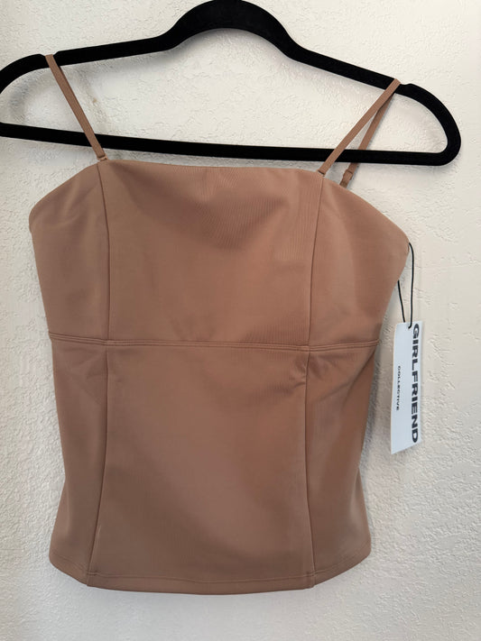 Girlfriend Collective NWT Taupe Built-In Bra Cami Tank Top Medium